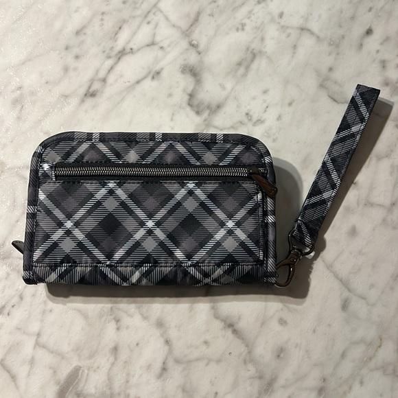Lug Tandem Zip RFID Wallet Grey Plaid NWOT - Picture 3 of 4